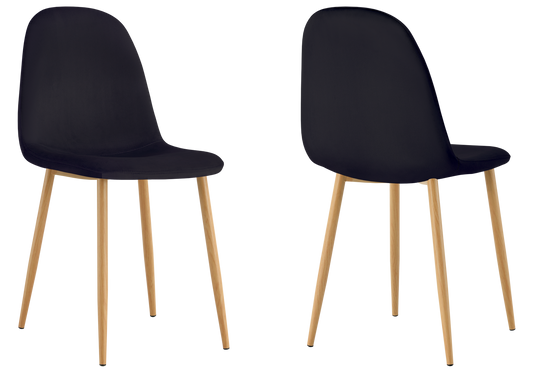 Chaise velours noir et pieds bois - Gina x6
