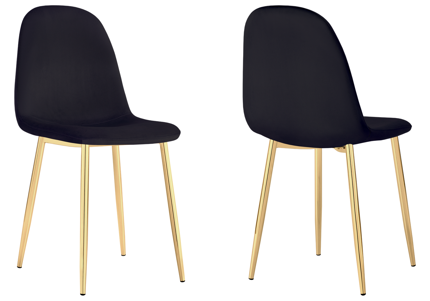 Chaise velours noir et pieds dorés - Gina x6