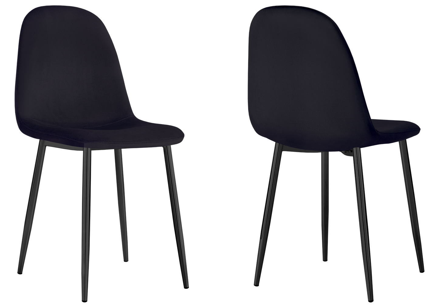 Chaise velours noir et pieds noirs - Gina x6