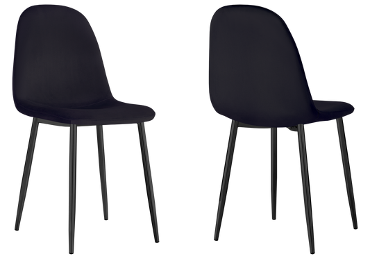 Chaise velours noir et pieds noirs - Gina x6