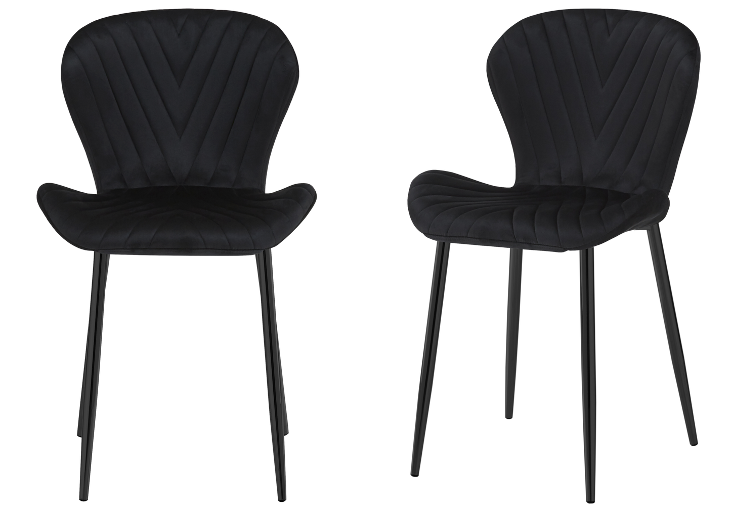 Chaise velours noir pieds noirs – Syra x4