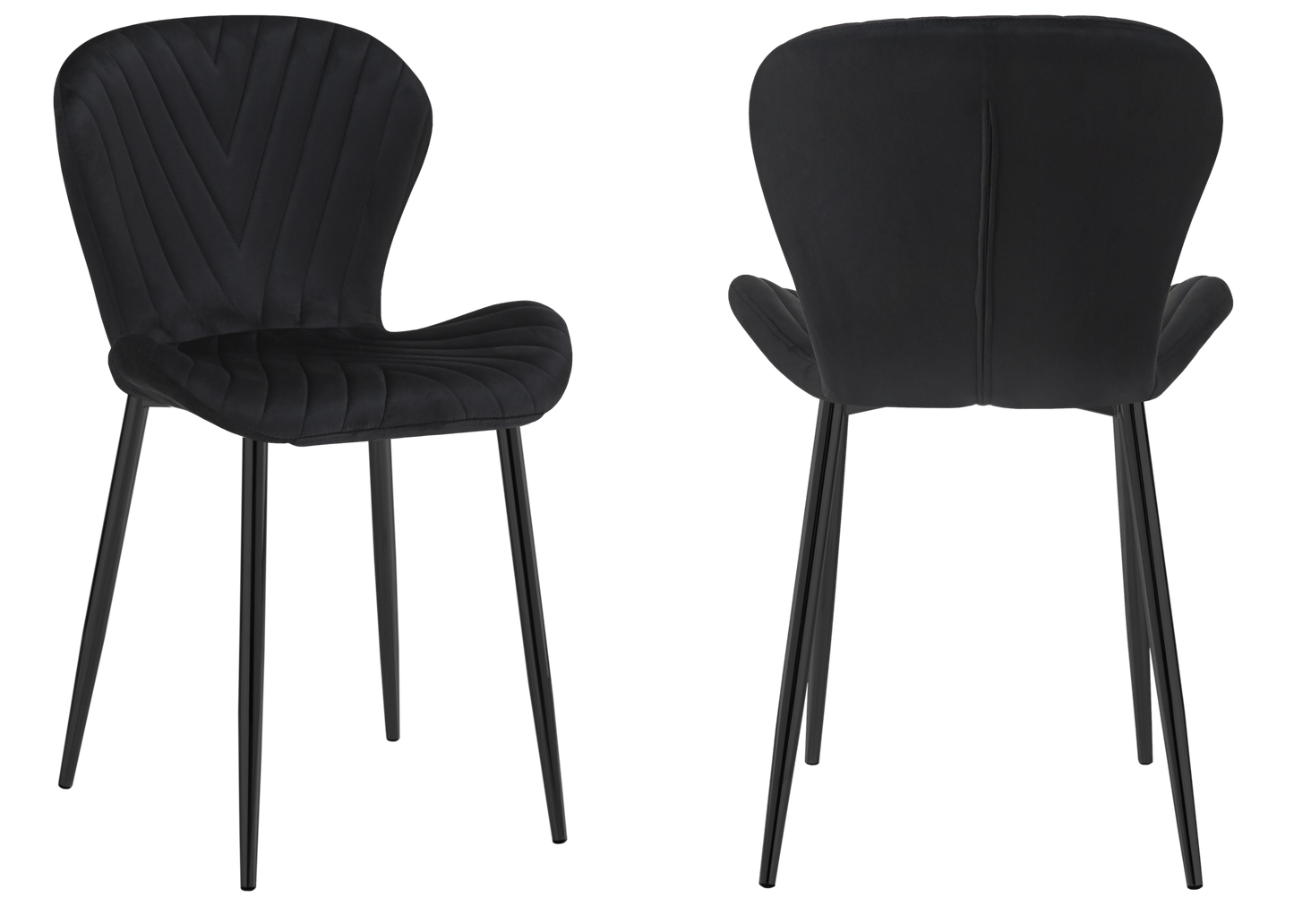 Chaise velours noir pieds noirs – Syra x4