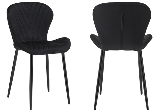 Chaise velours noir pieds noirs – Syra x4