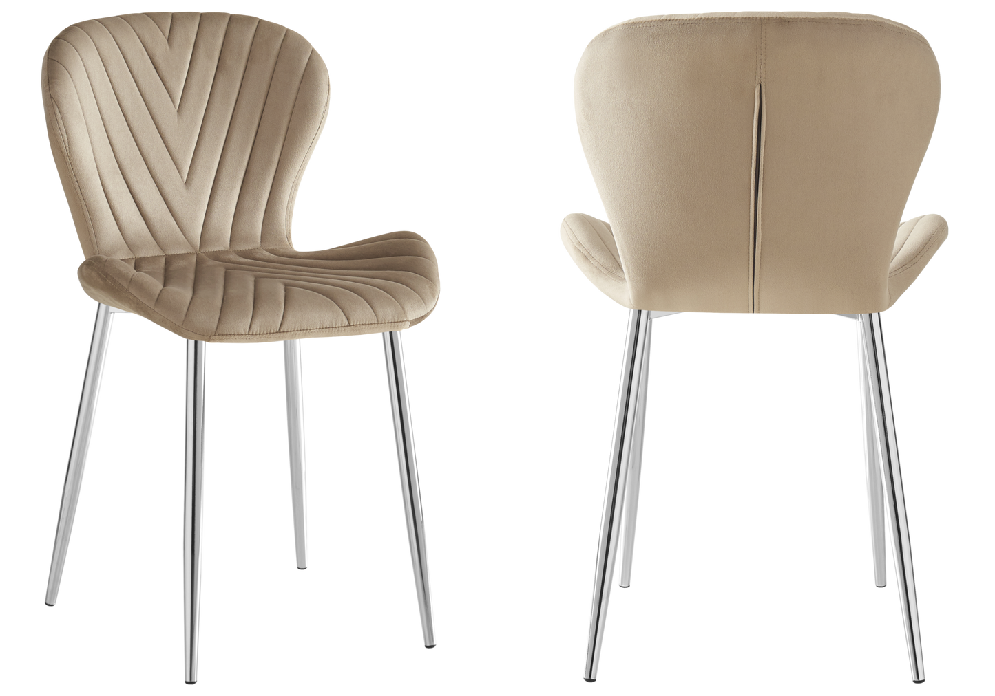 Chaise velours taupe pieds argent – Syra x4