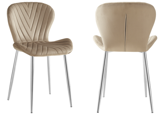 Chaise velours taupe pieds argent – Syra x4