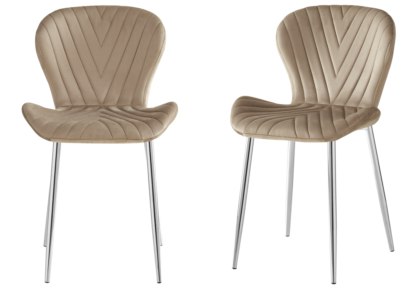 Chaise velours taupe pieds argent – Syra x4