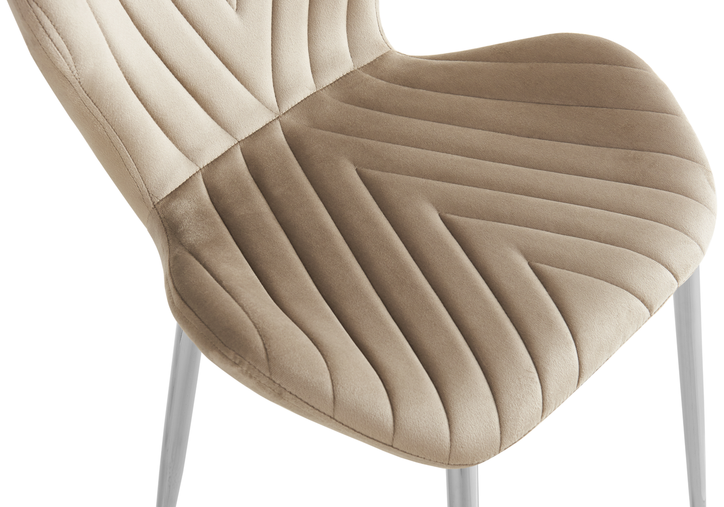 Chaise velours taupe pieds argent – Syra x4