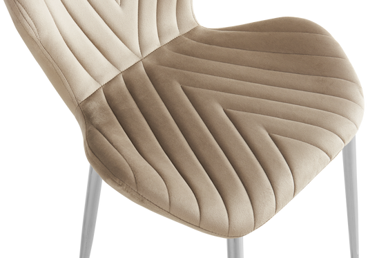 Chaise velours taupe pieds argent – Syra x4