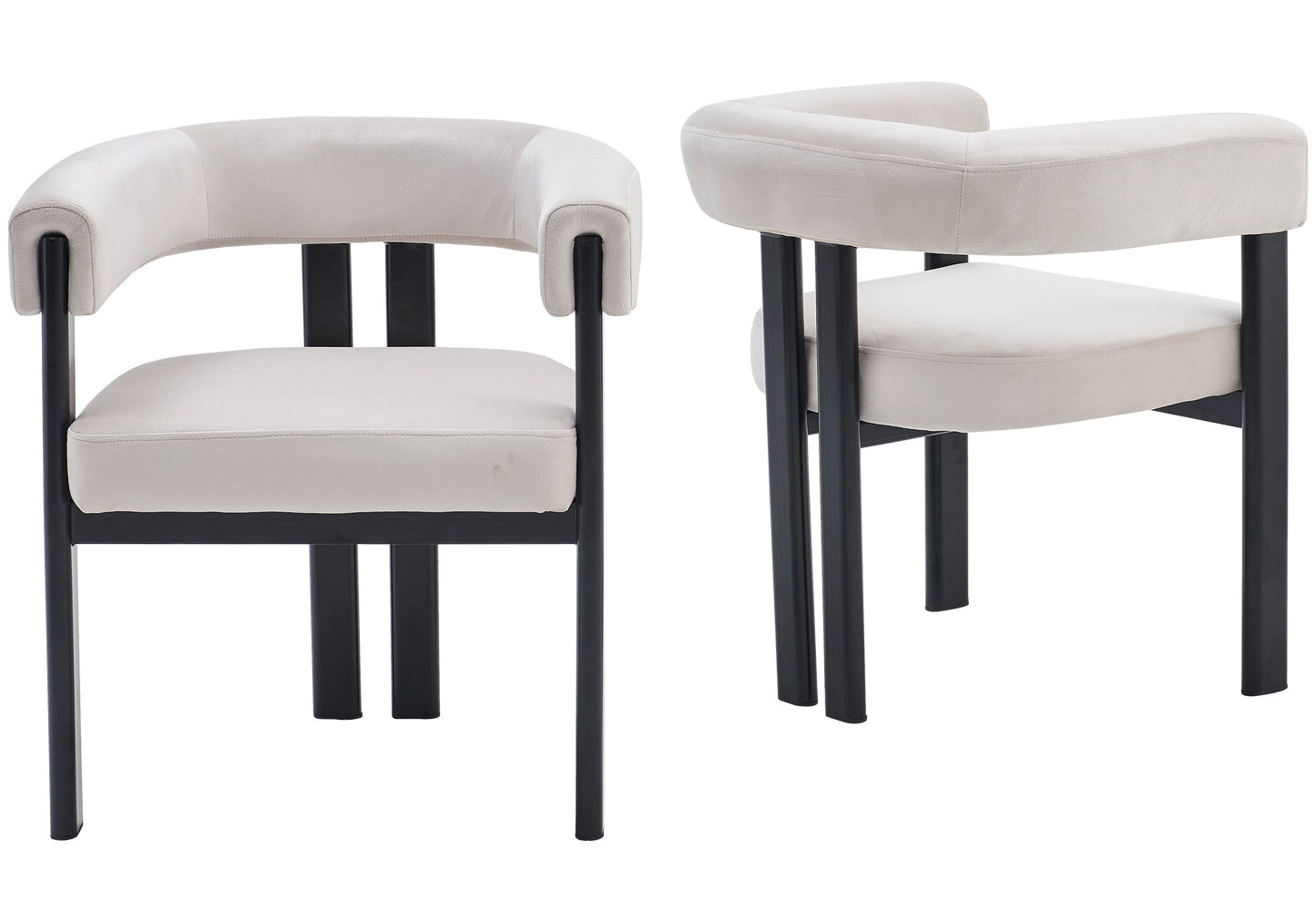 Chaise velours taupe arrondie pied noir - LIVO