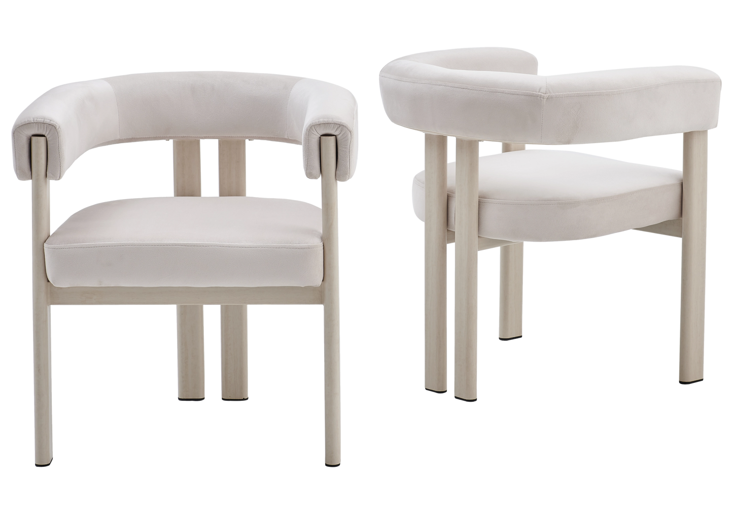 Chaise velours taupe arrondie pied travertin - LIVO