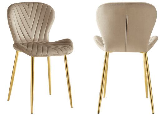Chaise velours taupe pieds dorés – Syra x4