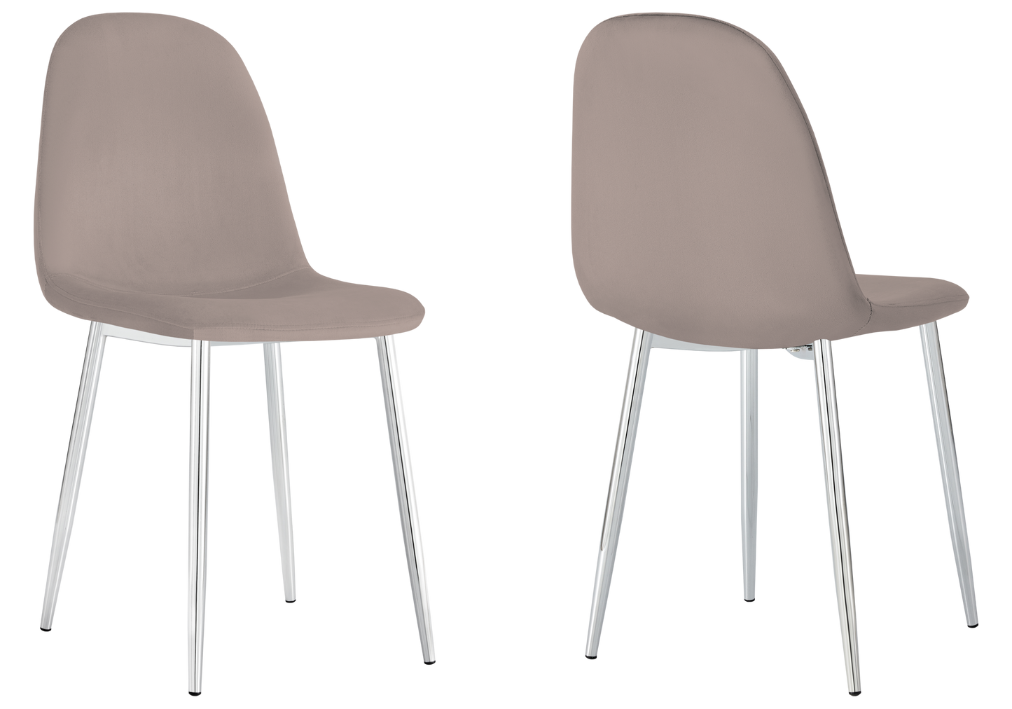 Chaise velours taupe et pieds argent - Gina x6