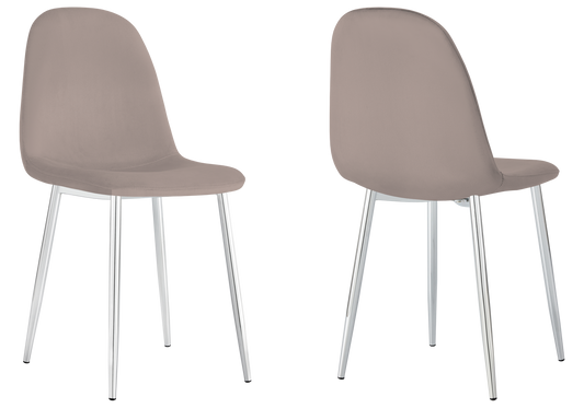 Chaise velours taupe et pieds argent - Gina x6