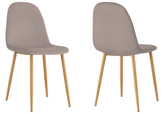 Chaise velours taupe et pieds bois - Gina x6