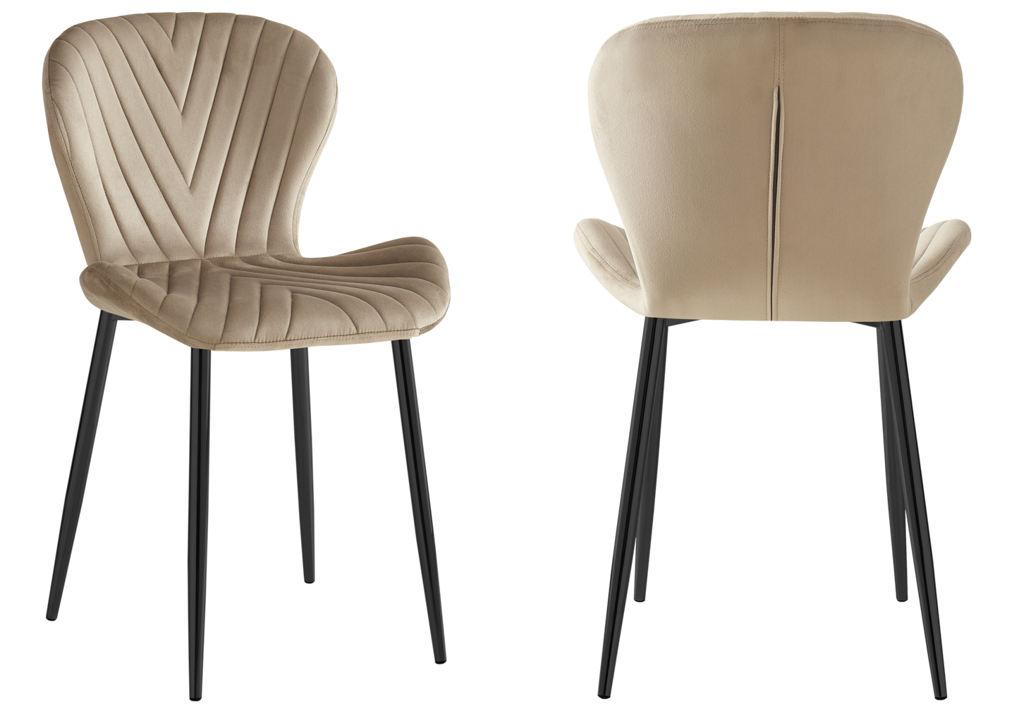 Chaise velours taupe pieds noirs – Syra x4