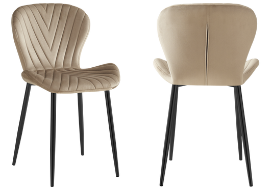 Chaise velours taupe pieds noirs – Syra x4