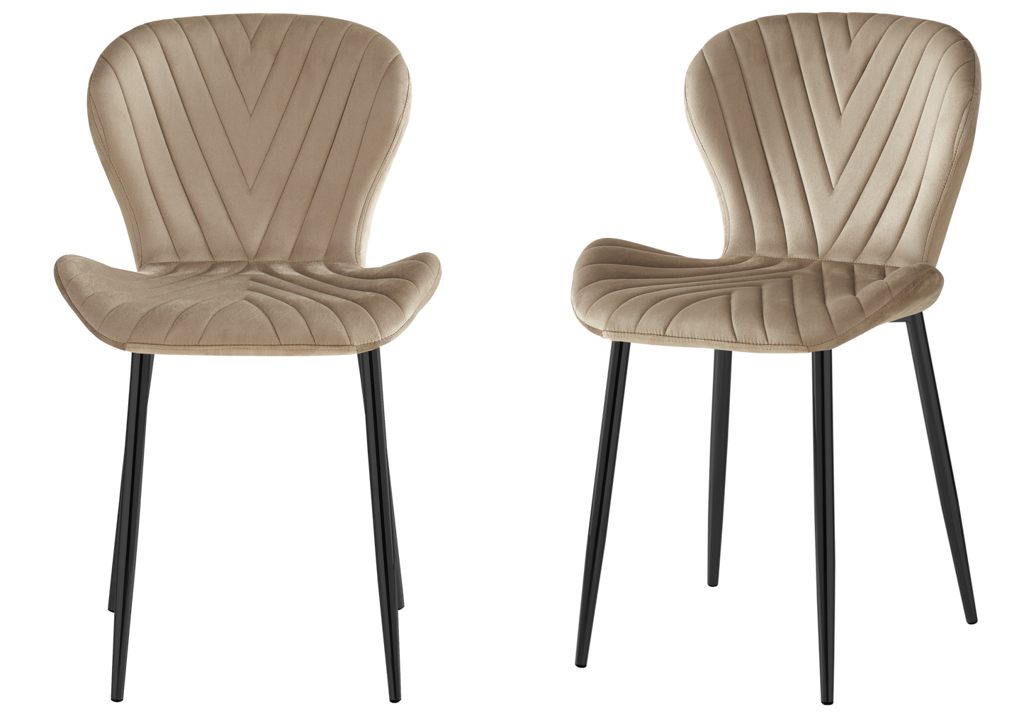 Chaise velours taupe pieds noirs – Syra x4