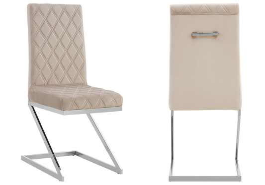 Chaise velours taupe pied en Z argent – Zelia x6
