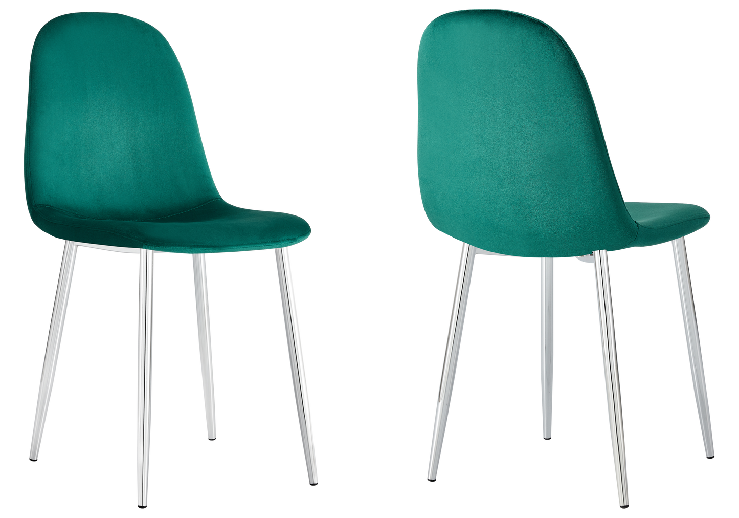 Chaise velours vert et pieds argent - Gina x6