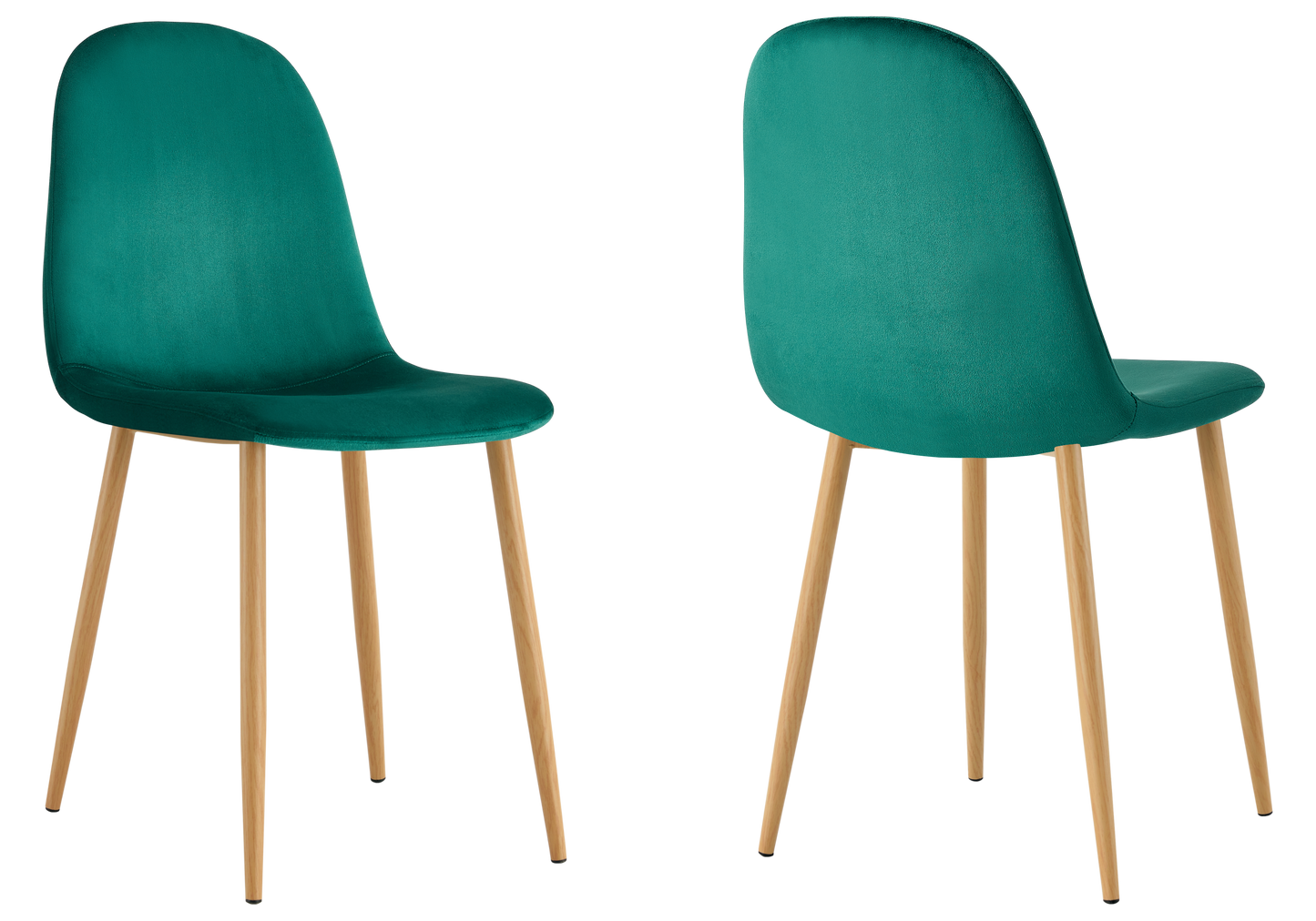 Chaise velours vert et pieds bois - Gina x6
