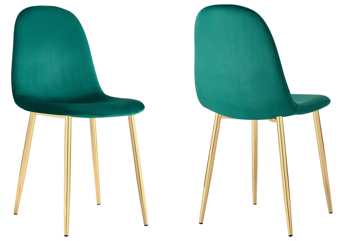 Chaise velours vert et pieds dorés - Gina x6