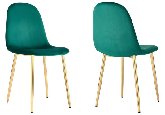 Chaise velours vert et pieds dorés - Gina x6