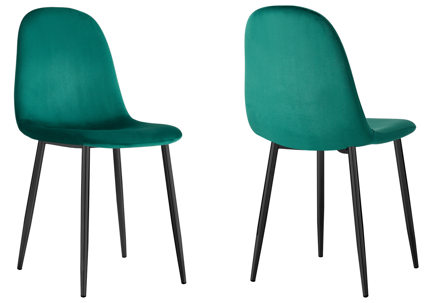 Chaise velours vert et pieds noirs - Gina x6