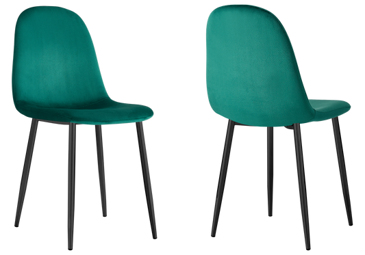 Chaise velours vert et pieds noirs - Gina x6