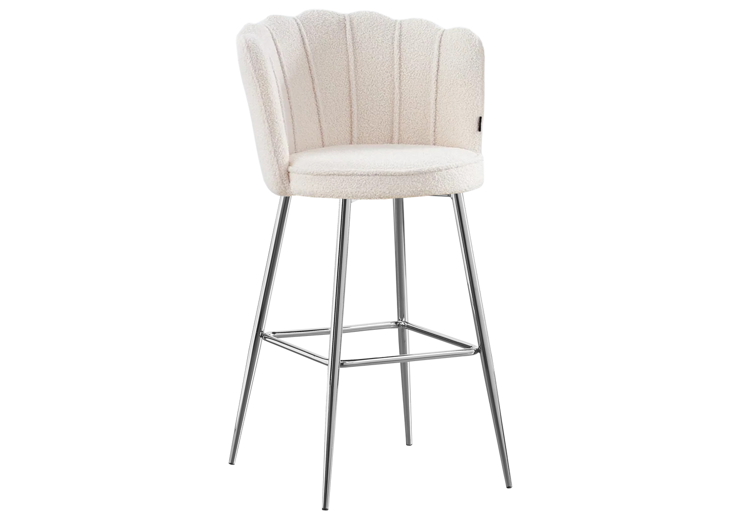 Chaise de bar design coquillage tissu bouclé - Nymea x2