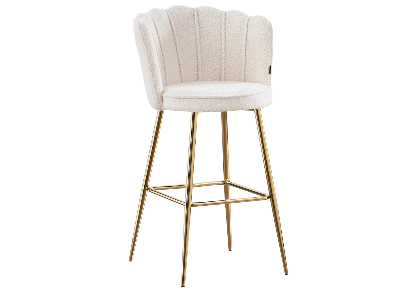 Chaise de bar design coquillage tissu bouclé - Nymea x2