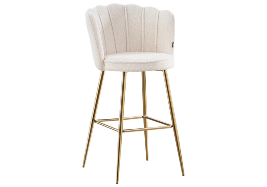 Chaise de bar design coquillage tissu bouclé - Nymea x2