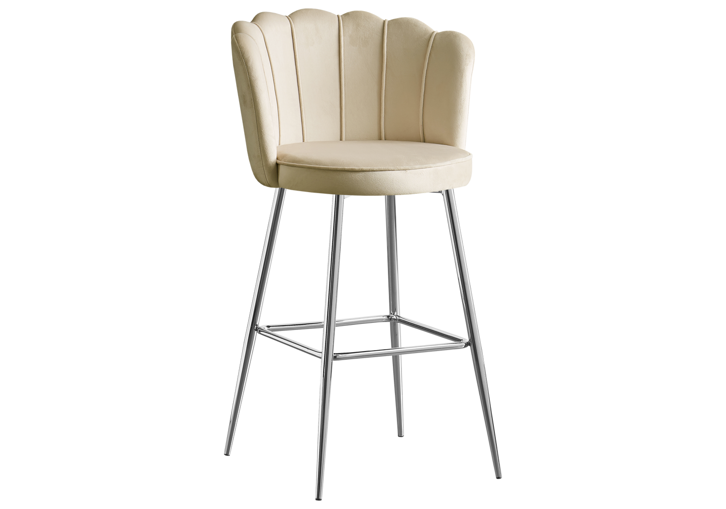 Chaise de bar design coquillage velours beige - Nymea x2
