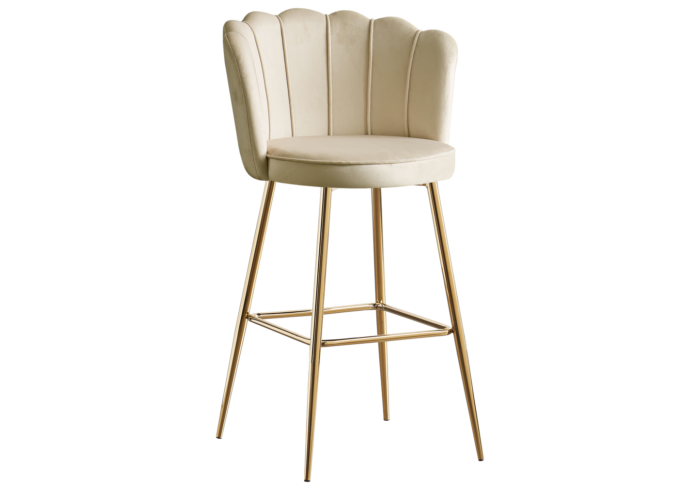 Chaise de bar design coquillage velours beige - Nymea x2