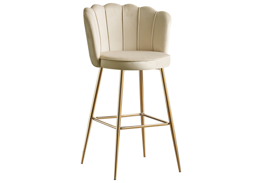 Chaise de bar design coquillage velours beige - Nymea x2