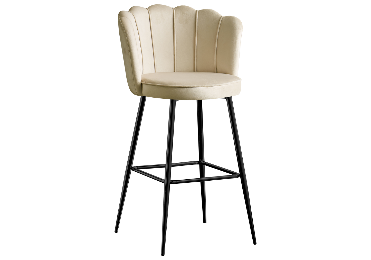 Chaise de bar design coquillage velours beige - Nymea x2