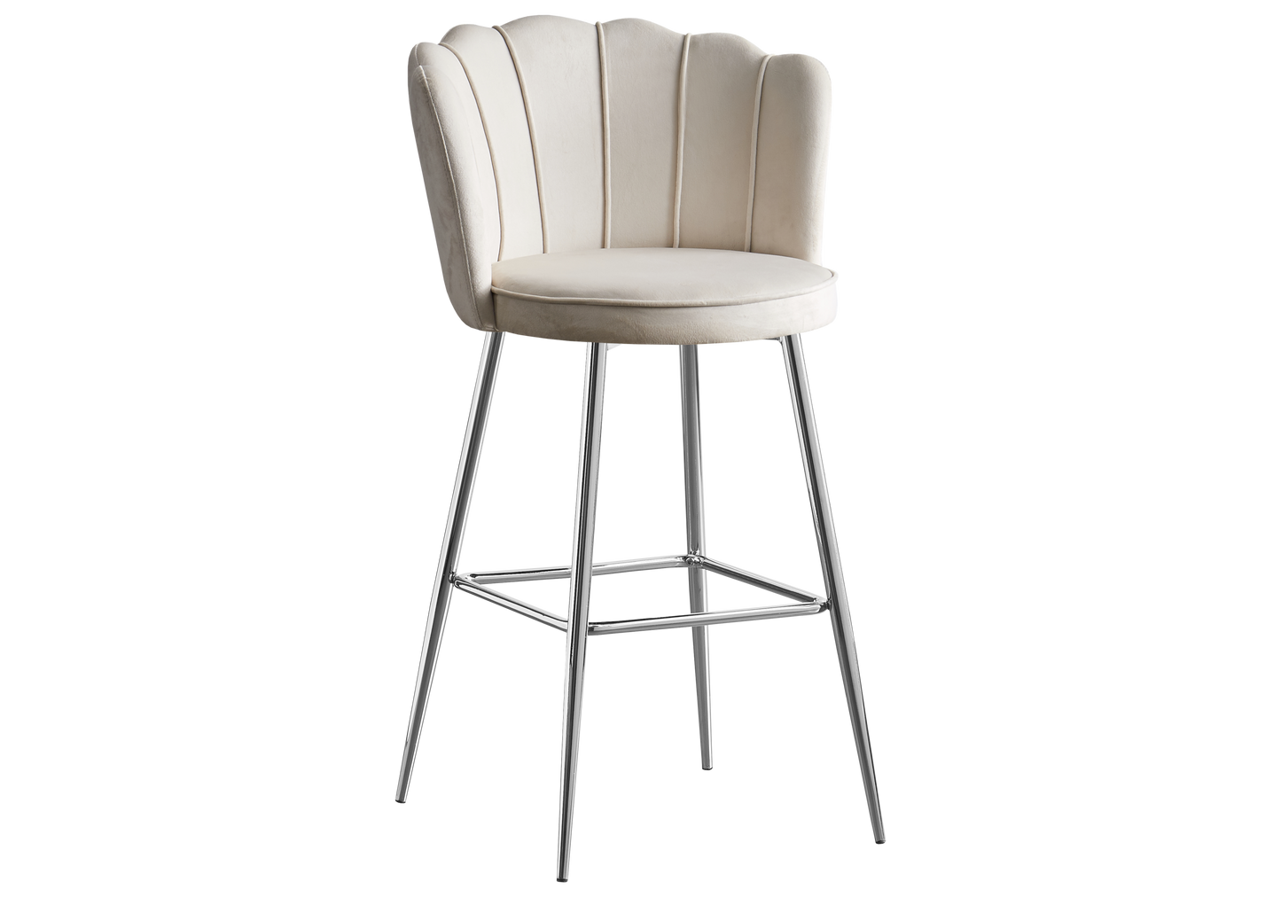 Chaise de bar design coquillage velours écru - Nymea x2