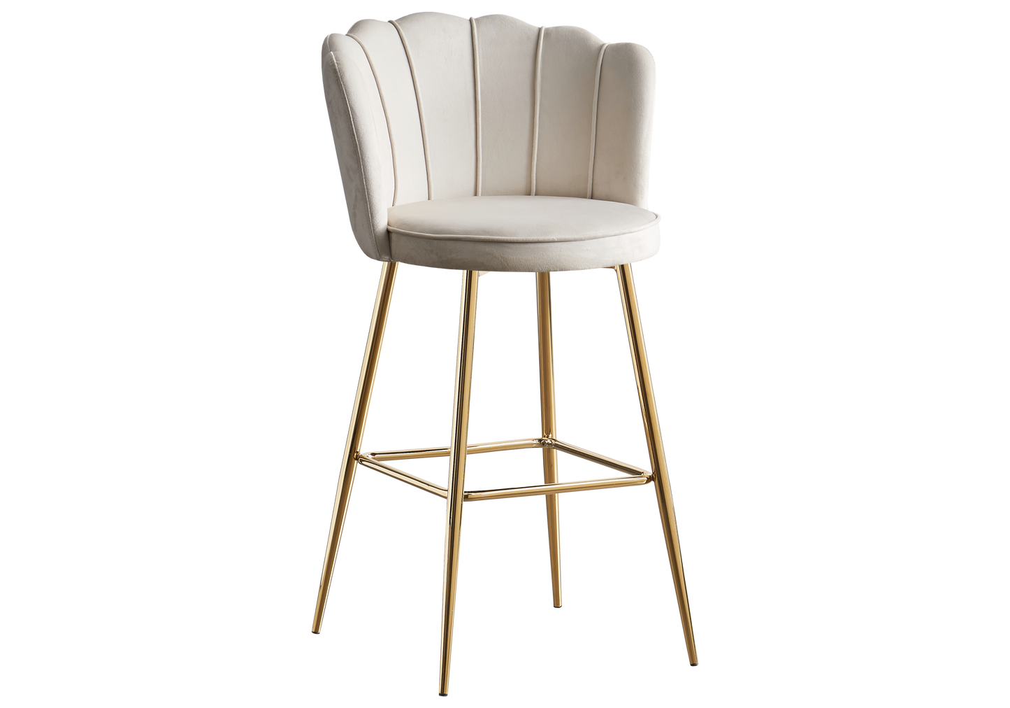 Chaise de bar design coquillage velours écru - Nymea x2