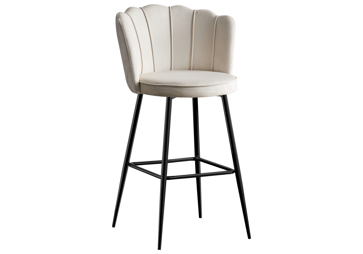 Chaise de bar design coquillage velours écru - Nymea x2