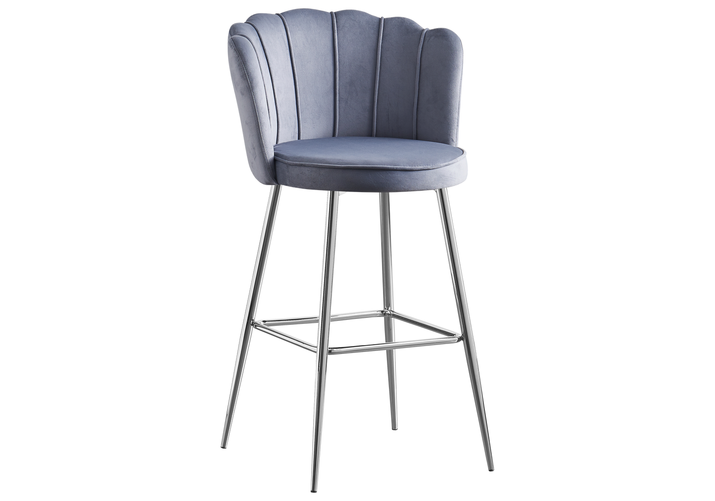 Chaise de bar design coquillage velours gris - Nymea x2