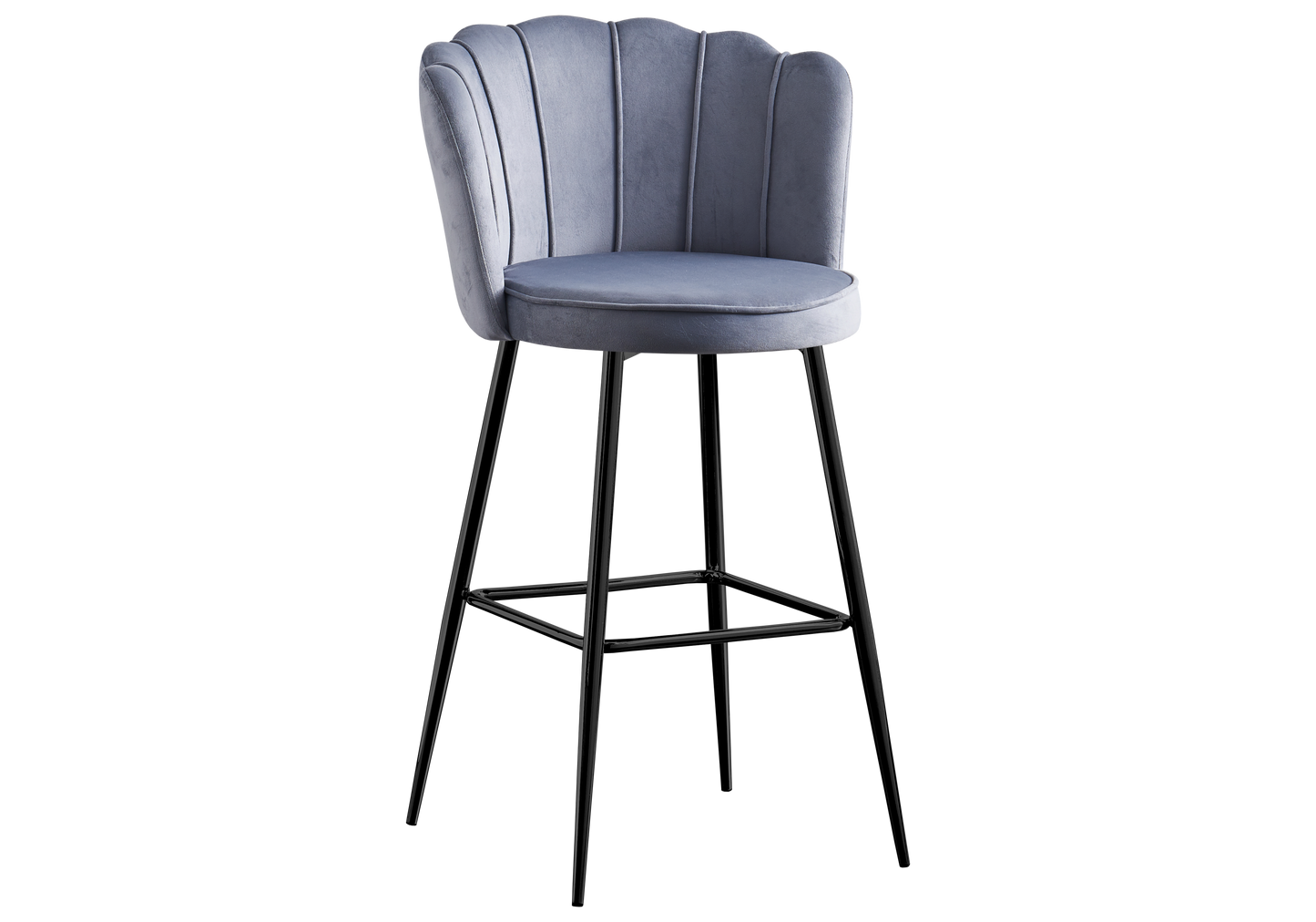 Chaise de bar design coquillage velours gris - Nymea x2