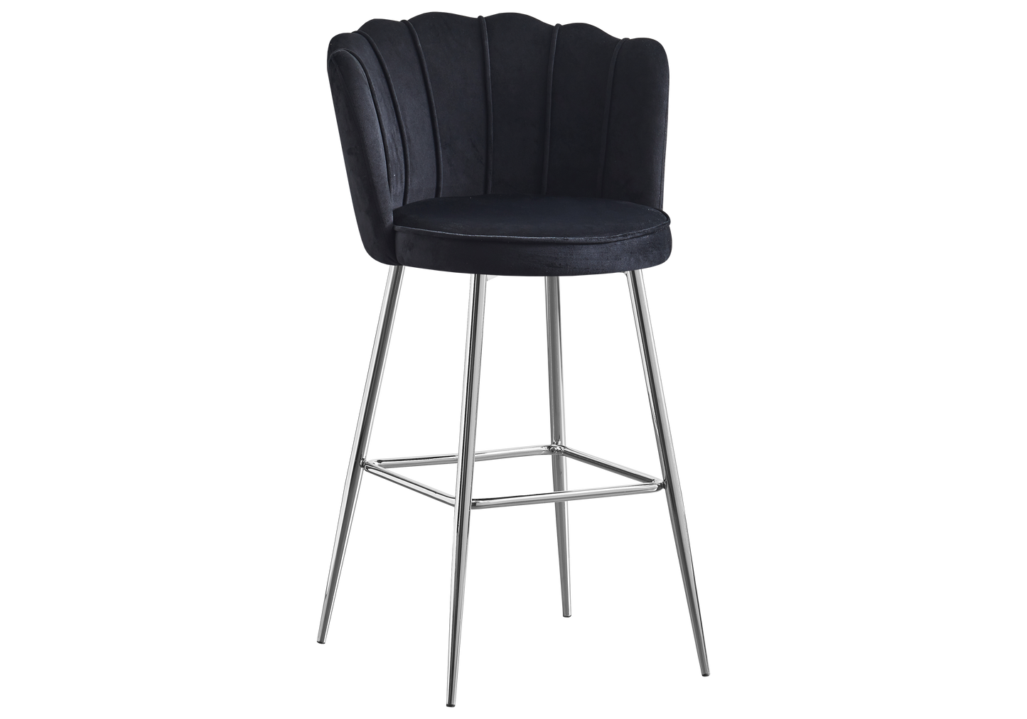 Chaise de bar design coquillage velours noir - Nymea x2