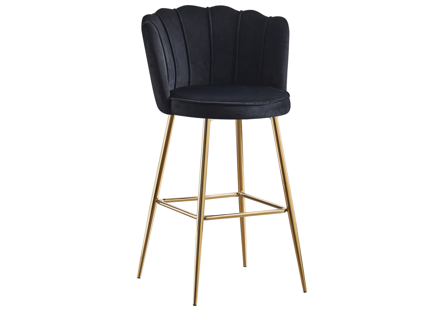 Chaise de bar design coquillage velours noir - Nymea x2