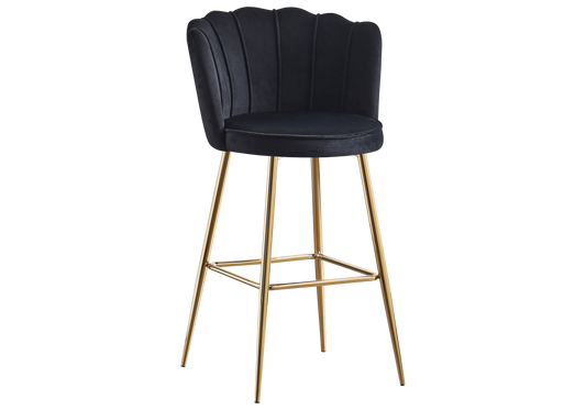 Chaise de bar design coquillage velours noir - Nymea x2