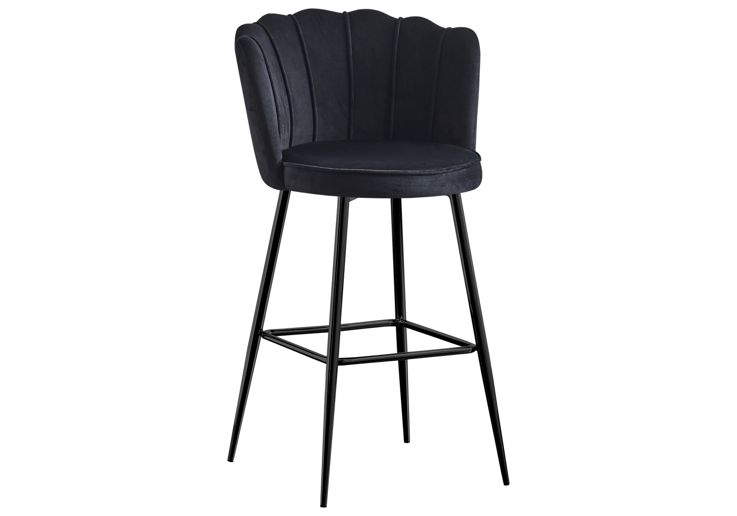 Chaise de bar design coquillage velours noir - Nymea x2
