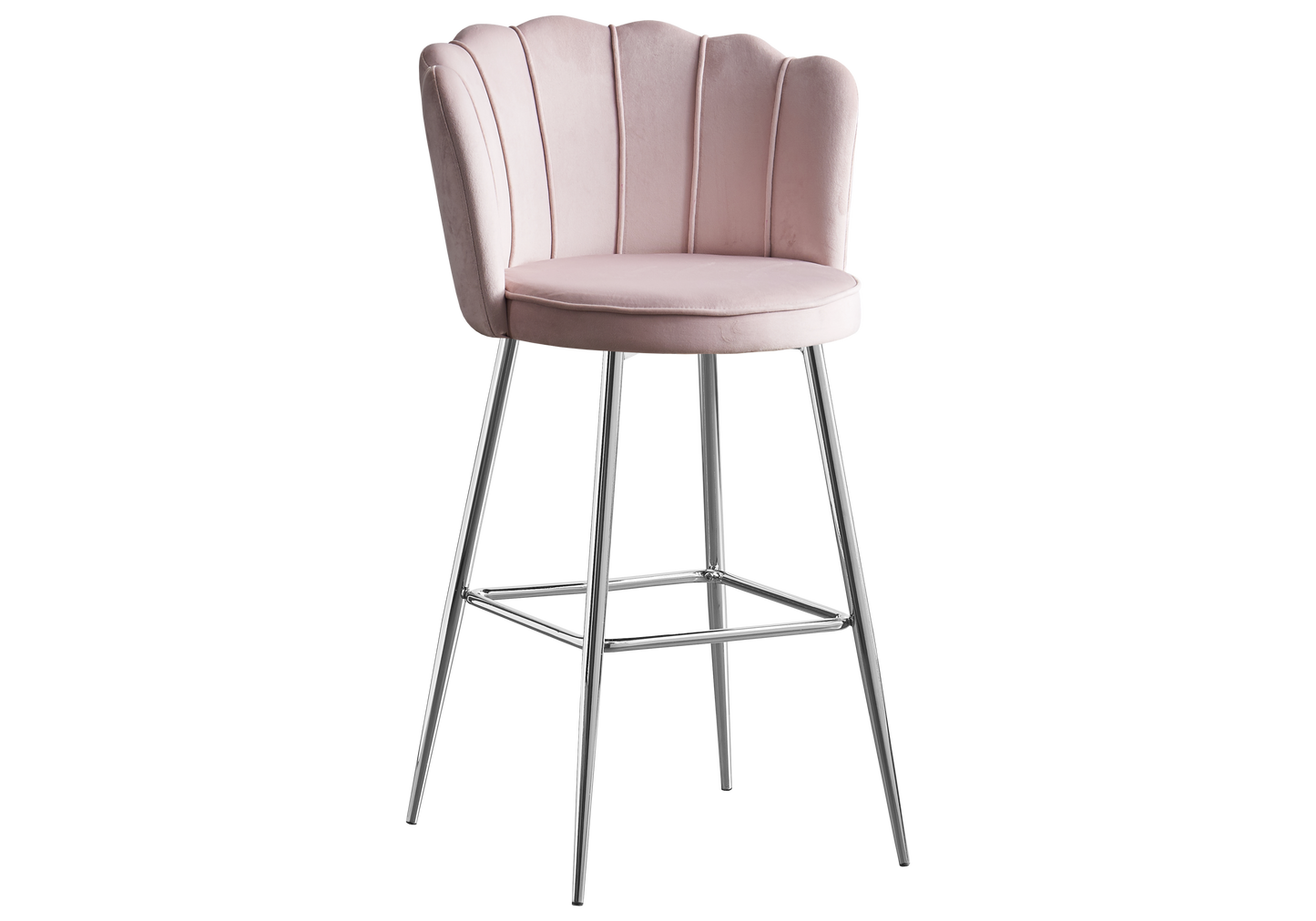Chaise de bar design coquillage velours rose - Nymea x2