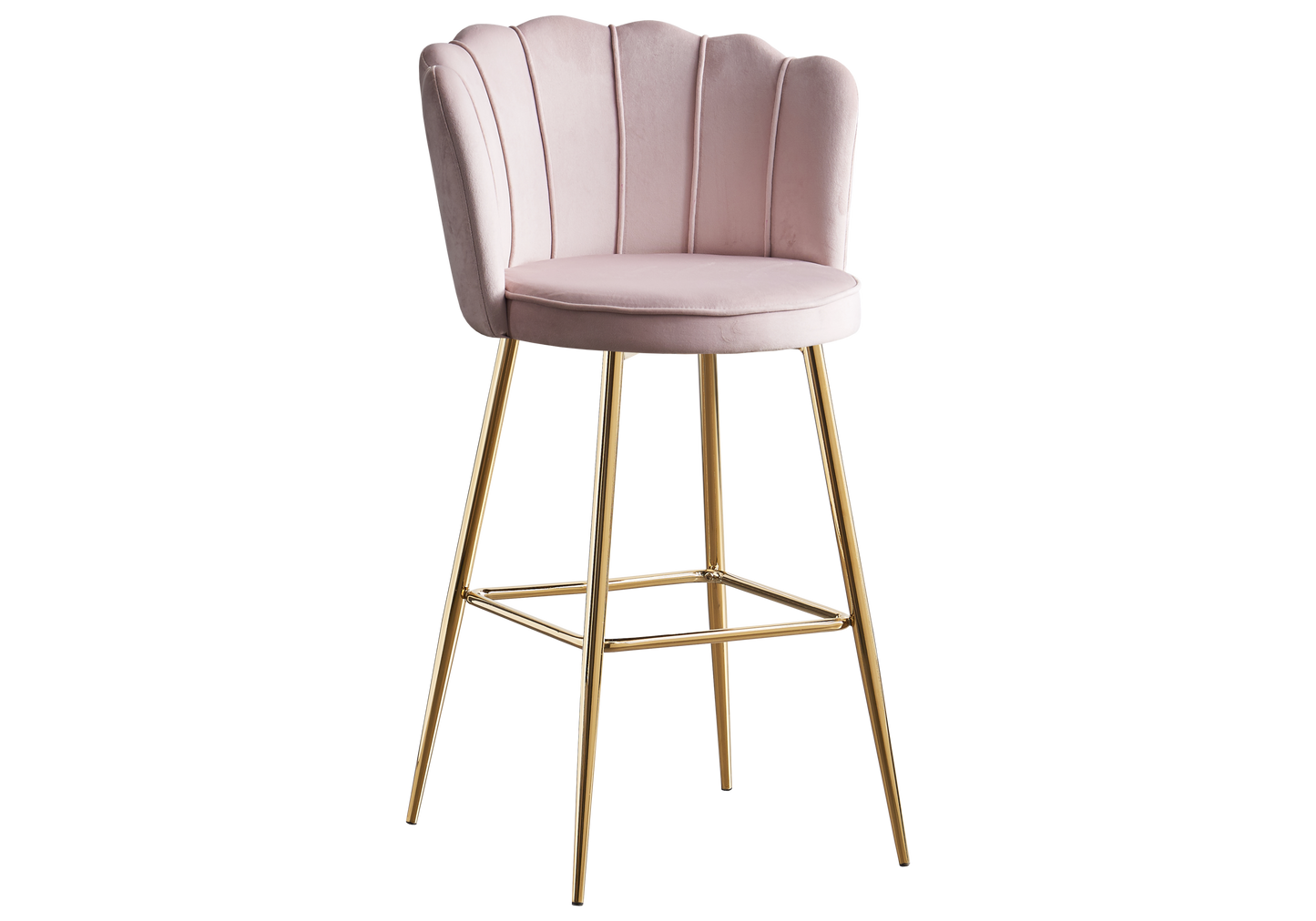 Chaise de bar design coquillage velours rose - Nymea x2