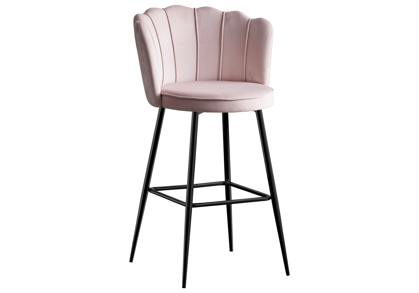 Chaise de bar design coquillage velours rose - Nymea x2