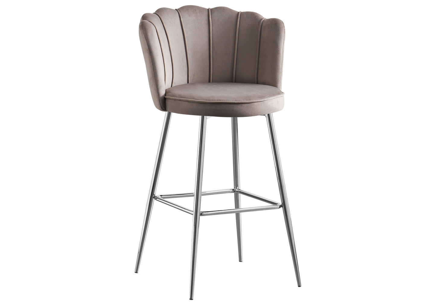 Chaise de bar design coquillage velours taupe - Nymea x2