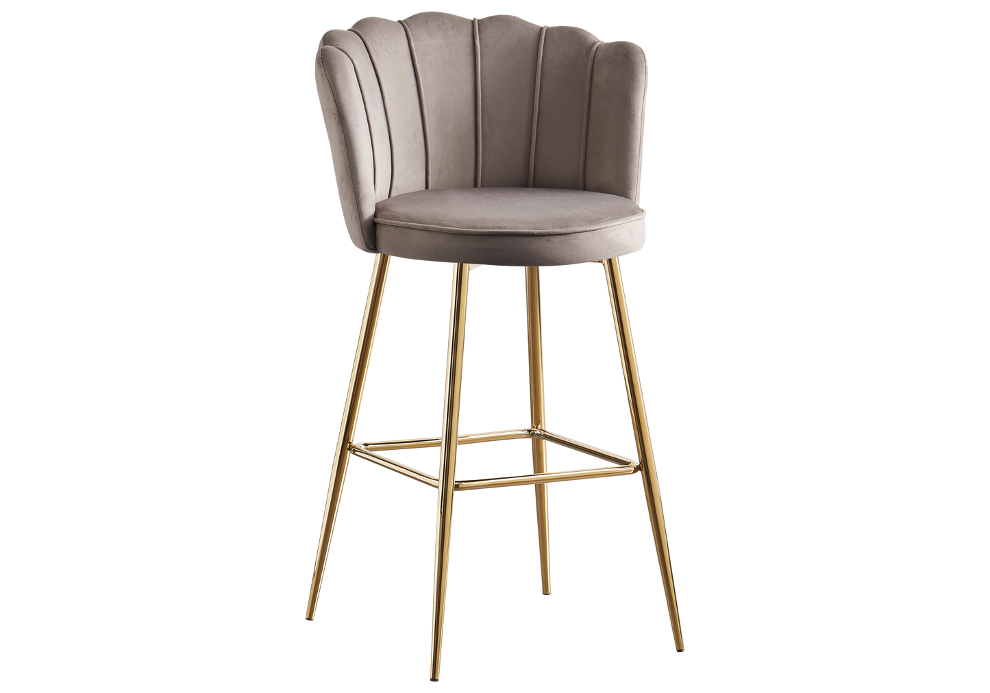 Chaise de bar design coquillage velours taupe - Nymea x2