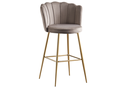 Chaise de bar design coquillage velours taupe - Nymea x2